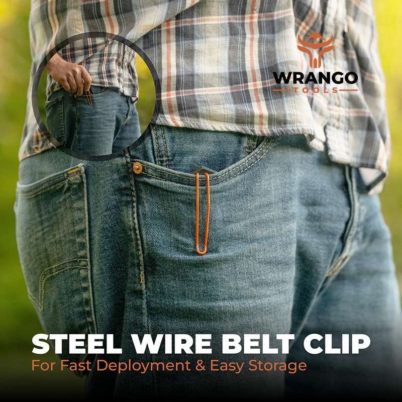 Wrango Tools compact pocket knife steel wire belt clip