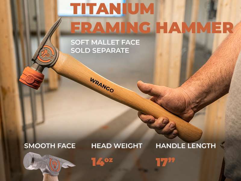 Wrango Tools titanium framing hammer with smooth face specifications