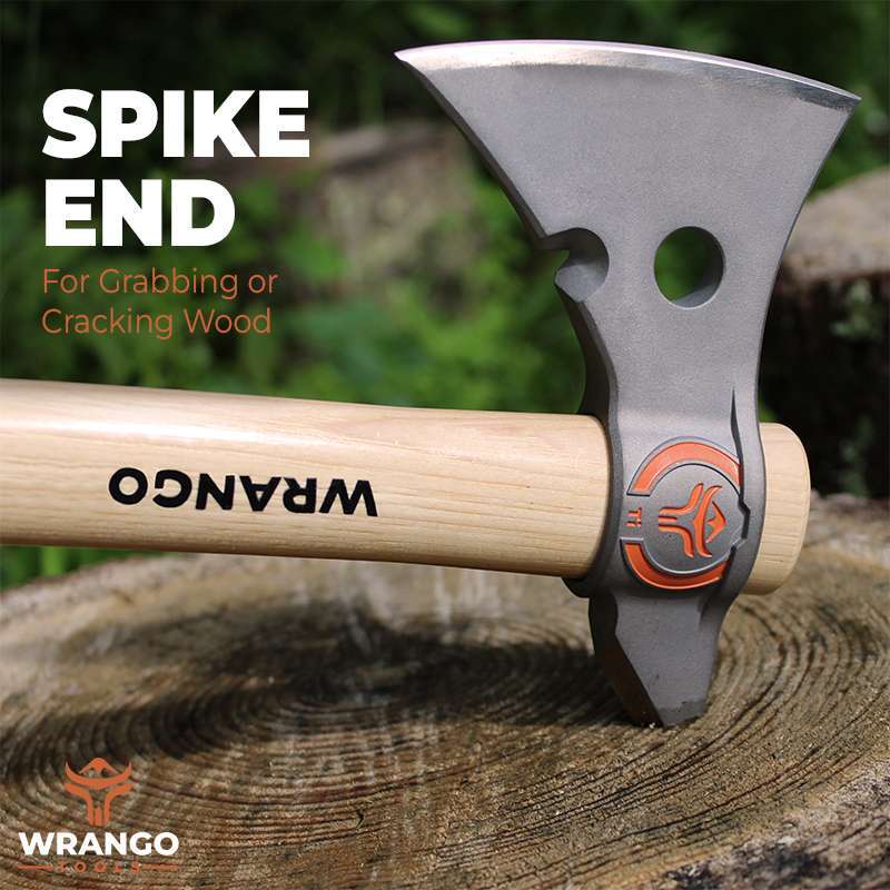 Titanium Axe - Tomahawk Camping Axe, 18in & 11.5in Wood Handles, Spike End - Image 3