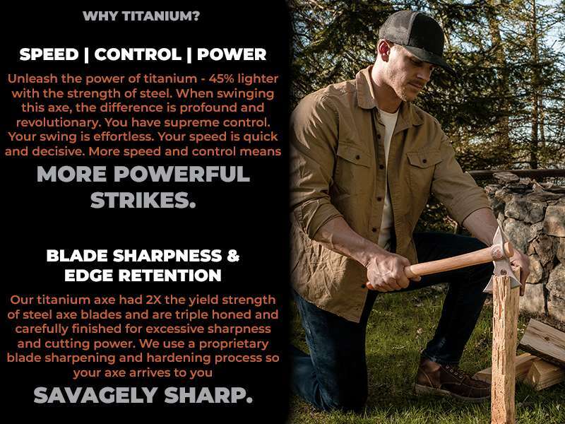 Wrango Tools why choose a titanium axe? More speed, control and power than a steel axe. Wrango Tools titanium axe