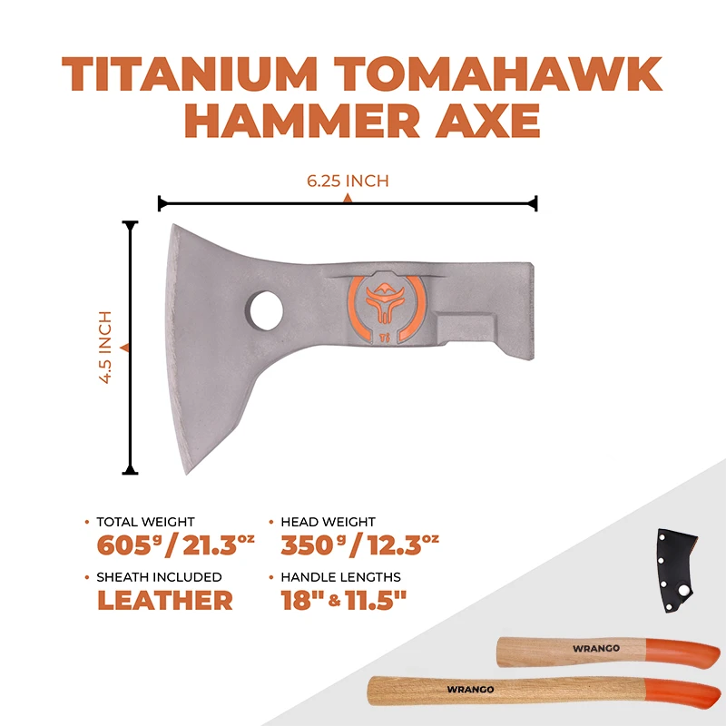 Wrango Tools titanium axe spec sheet - flatback hatchet end