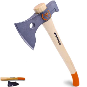 Wrango Tools titanium tomahawk axe with two handles and carry sheath - hammer end