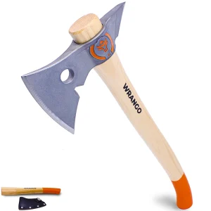 Wrango Tools titanium tomahawk axe with two handles and carry sheath - spike end
